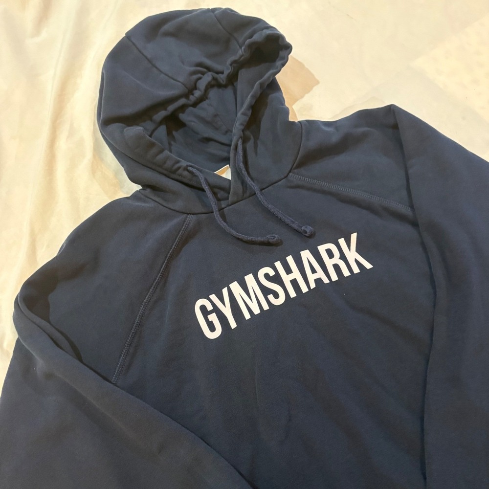Gymshark Navy Blue Hoodie Sweatshirt Size XS Pullover Logo Pocket